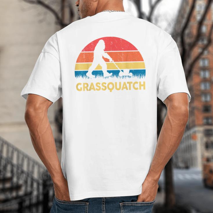 Dad Lawn Mowing Grassquatch Bigfoot Mower Garden Big And Tall Men's T-Shirt Back Print