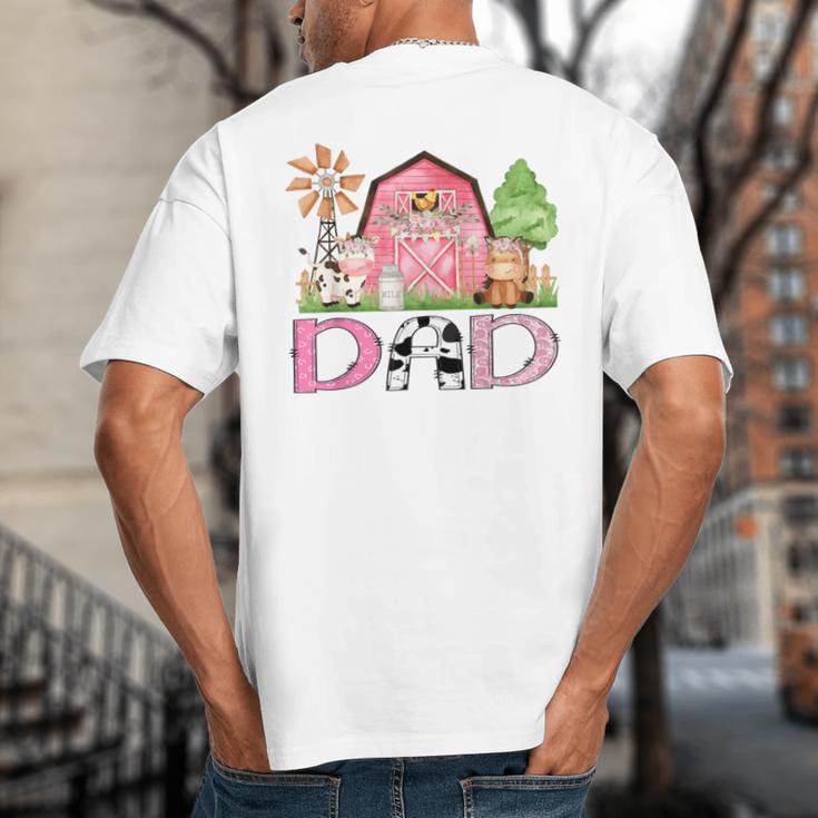 Dad Pink Farm Animal Birthday Kids Matching Family Big And Tall Men's T-Shirt Back Print