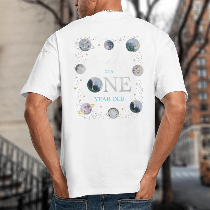 Daddy Houston We Have One Year Old Space Theme 1st Birthday Big And Tall Men's T-Shirt Back Print