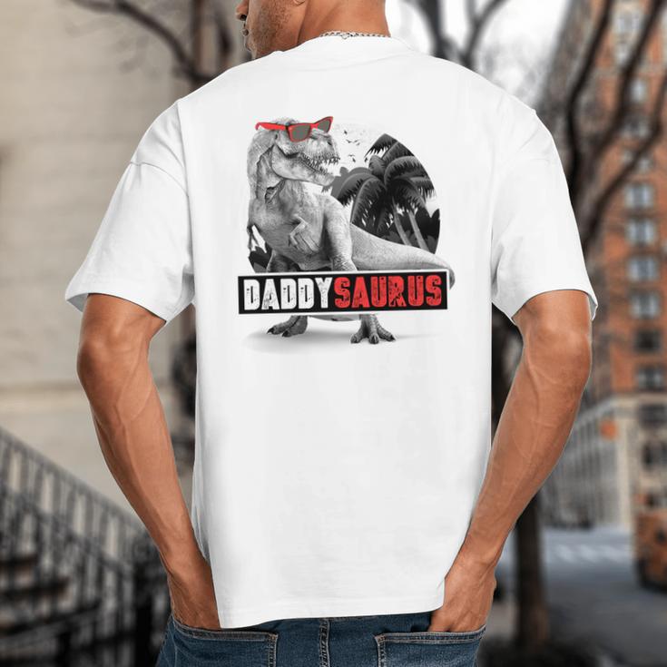 Daddysaurus T-Rex Dad Dinosaur Daddy Saurus Fathers Day Big And Tall Men's T-Shirt Back Print