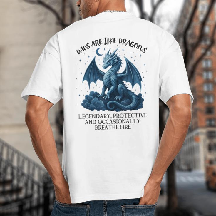 Dads Are Like Dragons Legendary Protective Fatherhood Big And Tall Men's T-Shirt Back Print