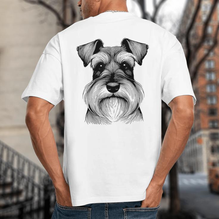 Dog Fingerprint Miniature Schnauzer Dad Mom Big And Tall Men's T-Shirt Back Print