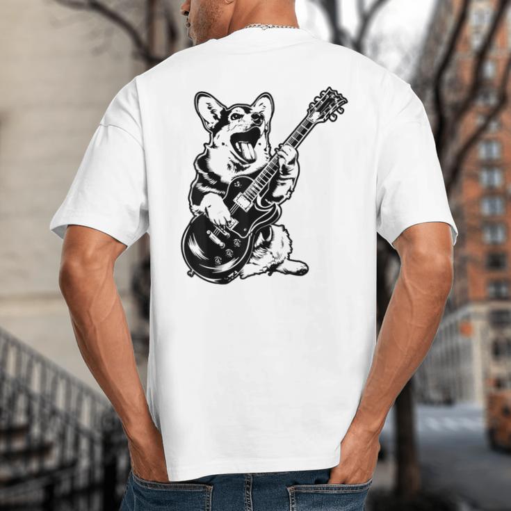 Dog Guitarist Guitar Pembroke Welsh Corgi Dad Mom Big And Tall Men's T-Shirt Back Print