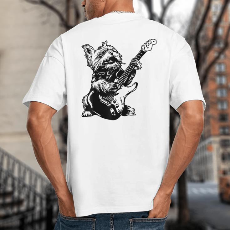 Dog Guitarist Guitar Yorkie Dad Mom For Men Women Big And Tall Men's T-Shirt Back Print Dog Guitarist Guitar Yorkie Dad Mom For Men Women Big And Tall Men's T-Shirt Back Print