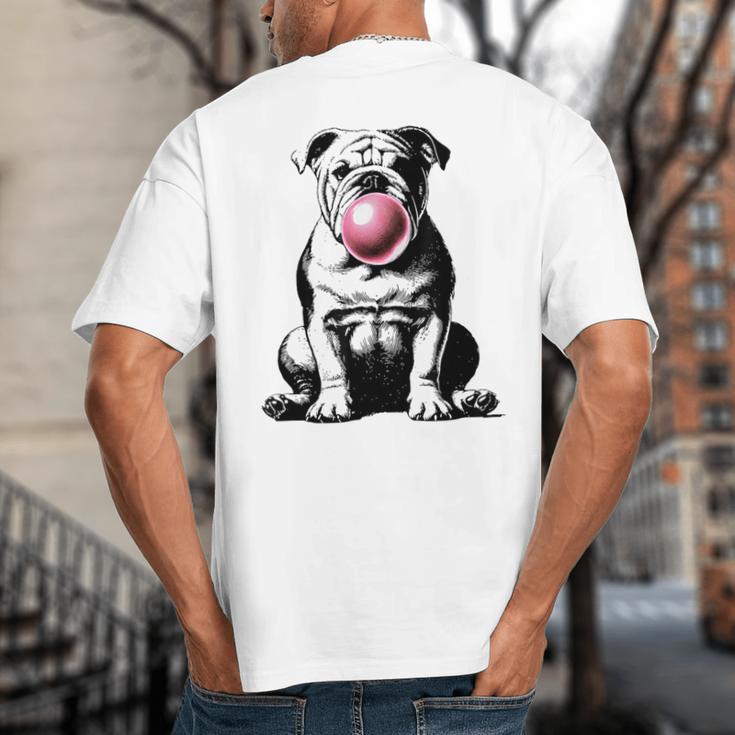 English Bulldog Bubble Gum Vintage Dog Mom Pet Dad Big And Tall Men's T-Shirt Back Print