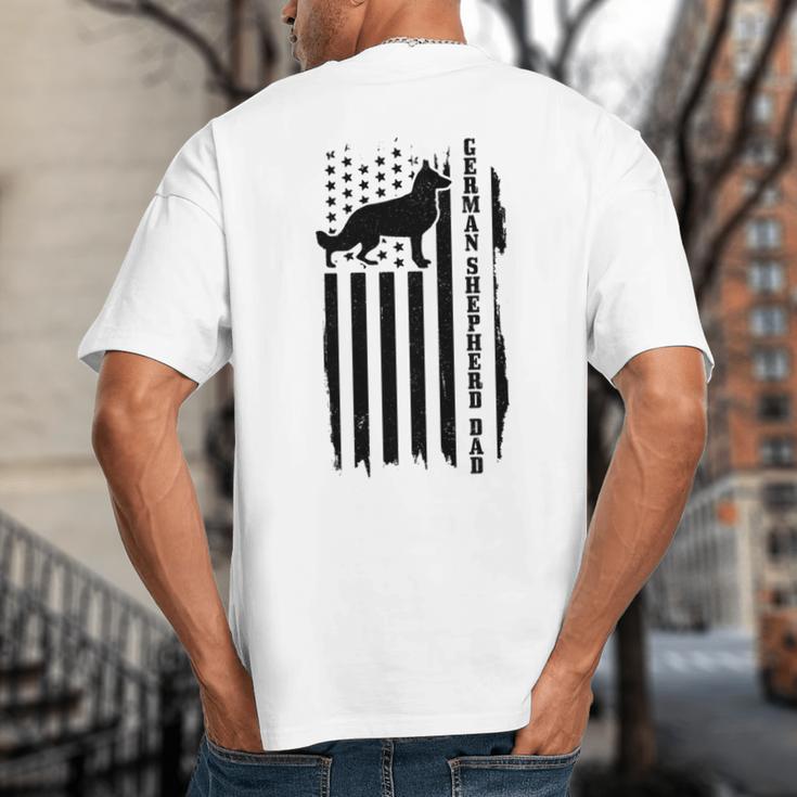 German Shepherd Dad Vintage Flag Patriotic Dog Big And Tall Men's T-Shirt Back Print