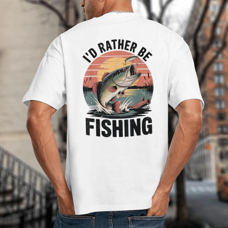 Id Rather Be Fishing Largemouth Bass Fish Dad Jokes Big And Tall Men's T-Shirt Back Print