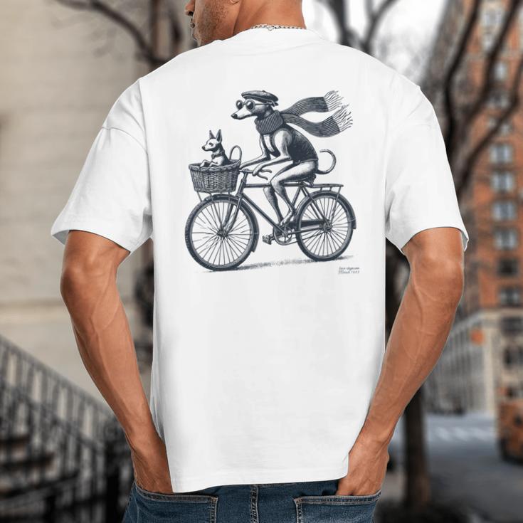 Italian Greyhound Whippet Bicycle Cycling Dog Mom Iggy Dad Big And Tall Men's T-Shirt Back Print