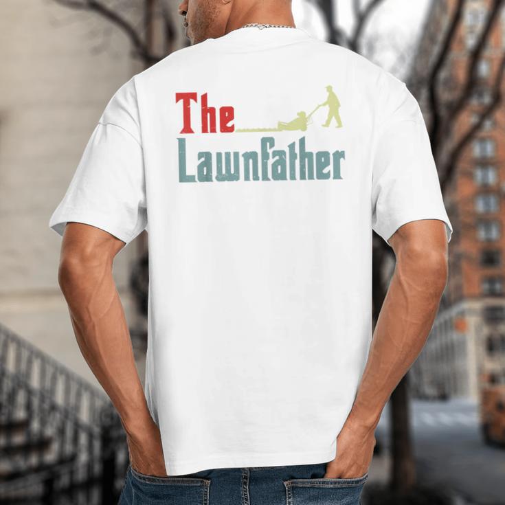 Lawn Mowing Lawnfather Dad Lawn Mower Gardening Big And Tall Men's T-Shirt Back Print