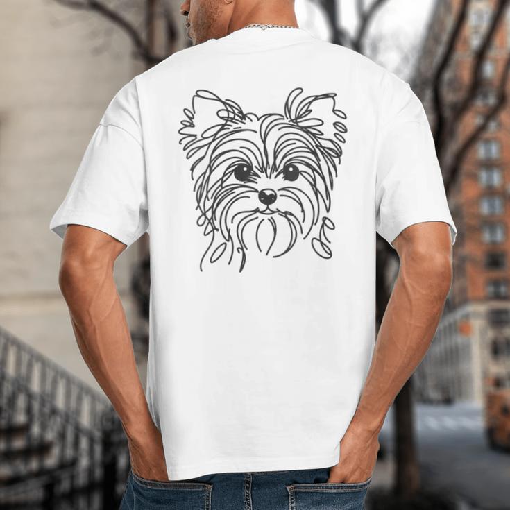 Line Art Dad Mom Dog Teecup Yorkie Big And Tall Men's T-Shirt Back Print