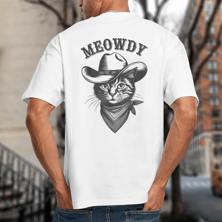 Meowdy Cat Cowboy Western Graphic Cat Lady Cat Dad Big And Tall Men's T-Shirt Back Print Meowdy Cat Cowboy Western Graphic Cat Lady Cat Dad Big And Tall Men's T-Shirt Back Print