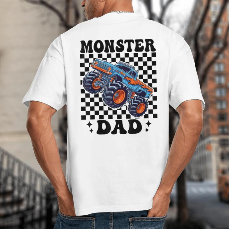 Monster Truck Dad Family Matching Monster Trucks Birthday Big And Tall Men's T-Shirt Back Print
