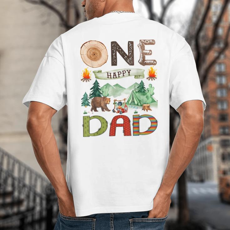 One Happy Dad Camper 1st Birthday Boy Camping Bear Big And Tall Men's T-Shirt Back Print