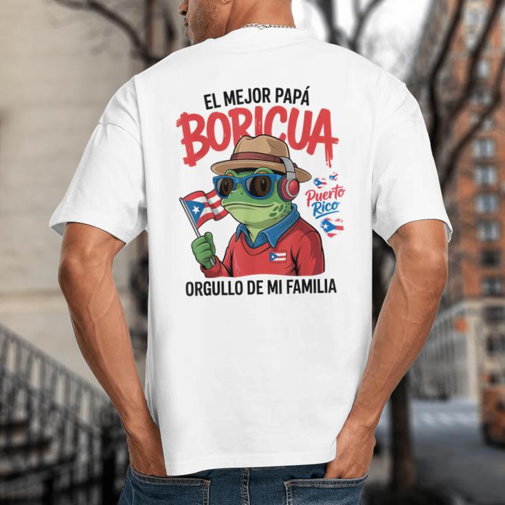 Puerto Rican Dad Idea For Men & Papá Boricua Coqui Frog Big And Tall Men's T-Shirt Back Print
