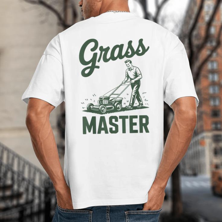 Push Lawn Mower Legend Grass Master Dad Mowing Big And Tall Men's T-Shirt Back Print