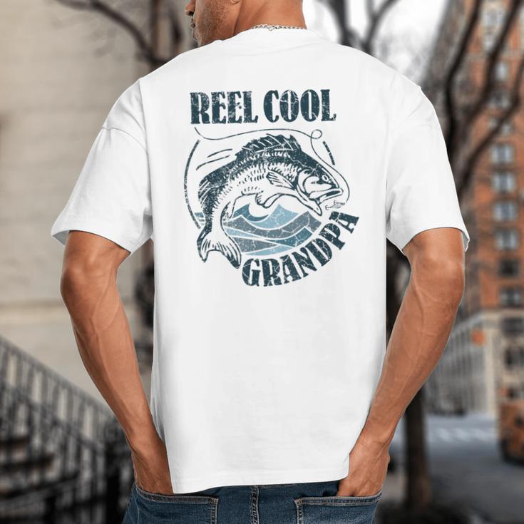 Reel Cool Grandpa Fishing Dad Father's Day Fisherman Big And Tall Men's T-Shirt Back Print