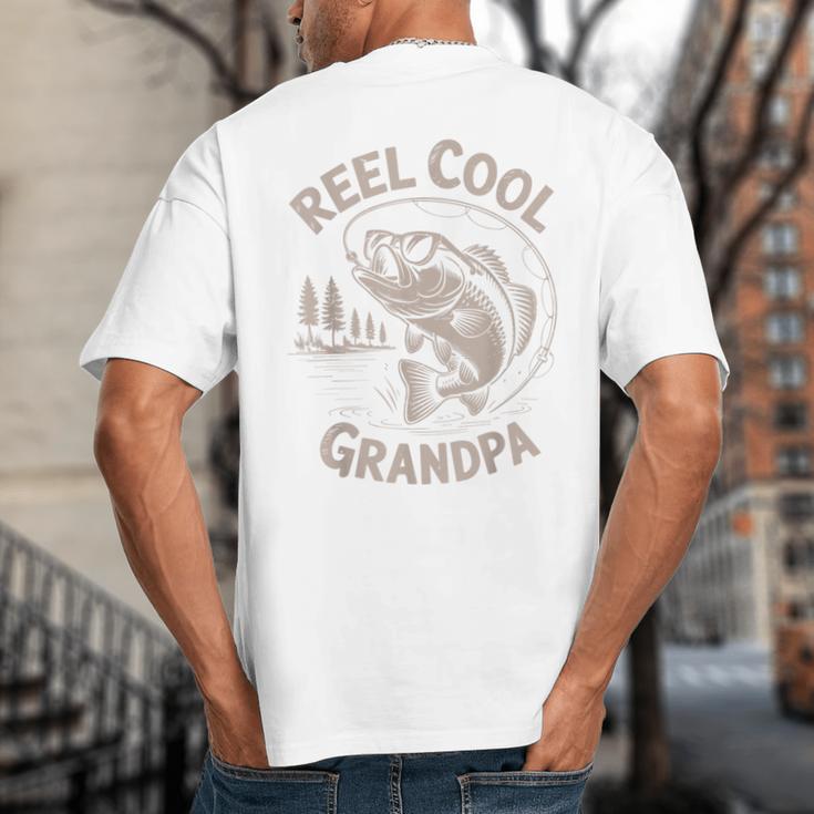 Reel Cool Great Grandpa Step Dad Fishing Father Day Big And Tall Men's T-Shirt Back Print