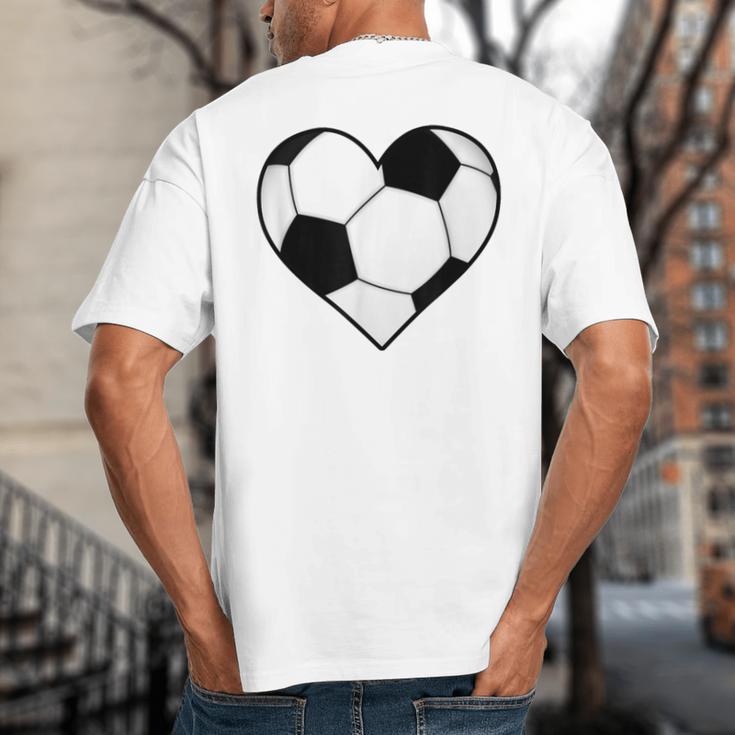 Soccer Ball Heart Idea For Mom Dad Kids T-Shirt Big And Tall Men's T-Shirt Back Print
