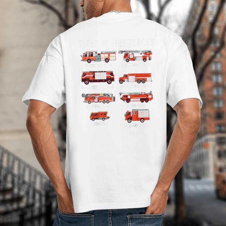 Toddler Boy Types Of FireTruck Firefighter Baby Dad Fireman Big And Tall Men's T-Shirt Back Print