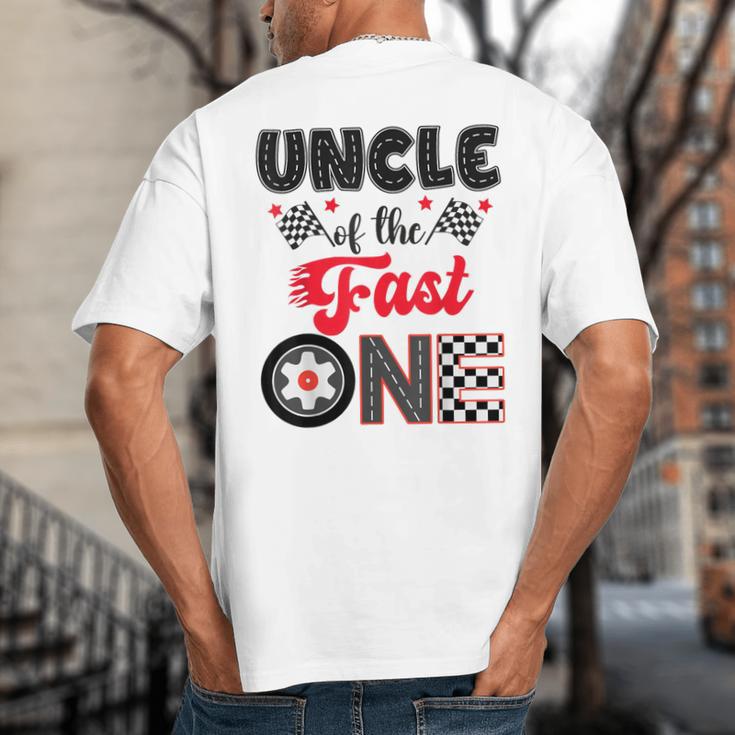 Uncle Of The Fast One Car Racing Dad 1St Birthday Boy Big And Tall Men's T-Shirt Back Print Uncle Of The Fast One Car Racing Dad 1St Birthday Boy Big And Tall Men's T-Shirt Back Print