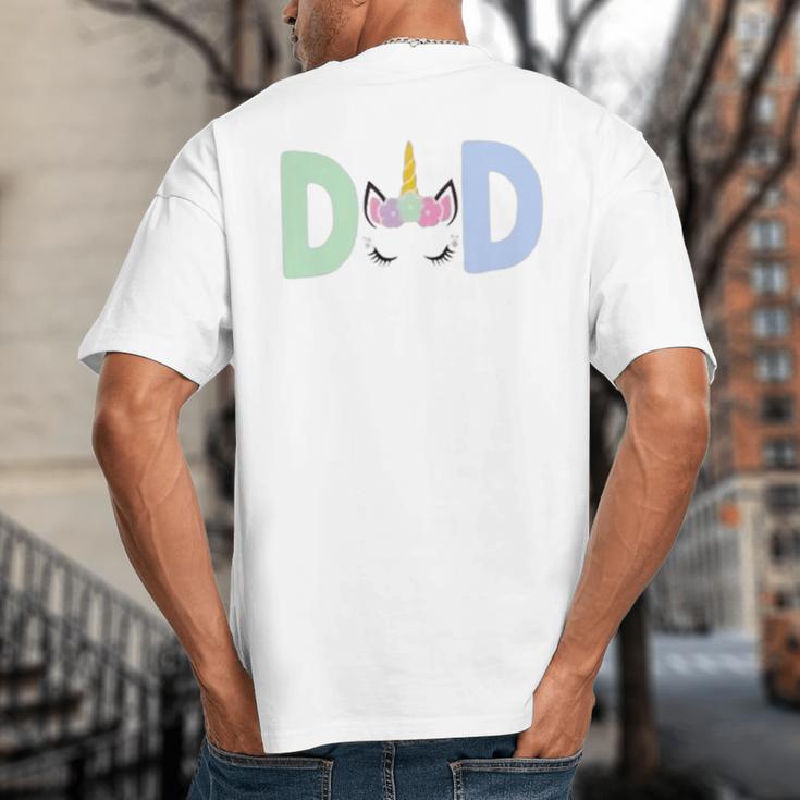 Unicorn Dad First Birthday Girl Family Matching Mama Party Big And Tall Men's T-Shirt Back Print