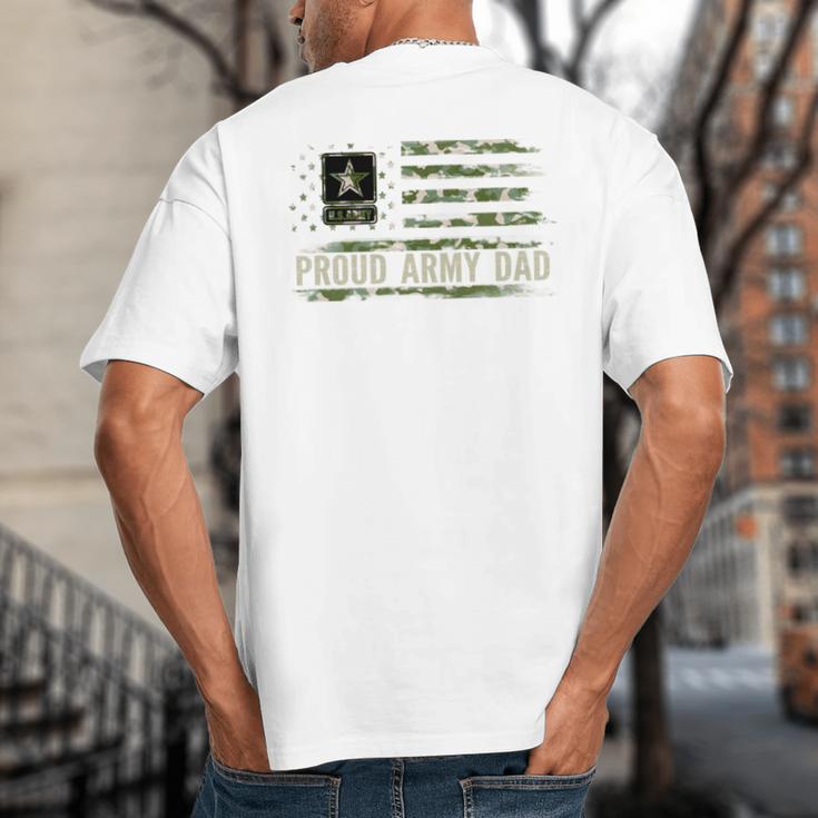 Vintage Proud Army Dad Camo American Flag Veteran Big And Tall Men's T-Shirt Back Print Vintage Proud Army Dad Camo American Flag Veteran Big And Tall Men's T-Shirt Back Print