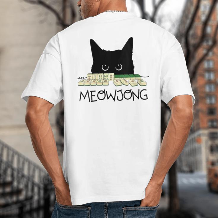 Women's Meowjong Cat Mahjong Chinese Game Cat Mom Dad Big And Tall Men's T-Shirt Back Print