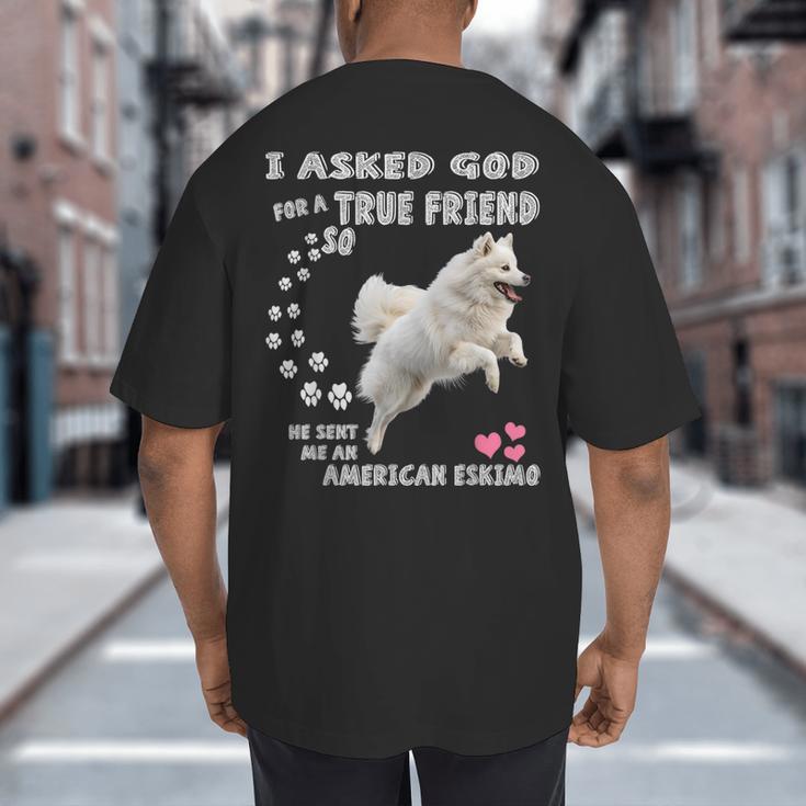 American Eskimo Dog Mom Eskie Dad Art Eskie Lover Quote Big And Tall Men's T-Shirt Back Print