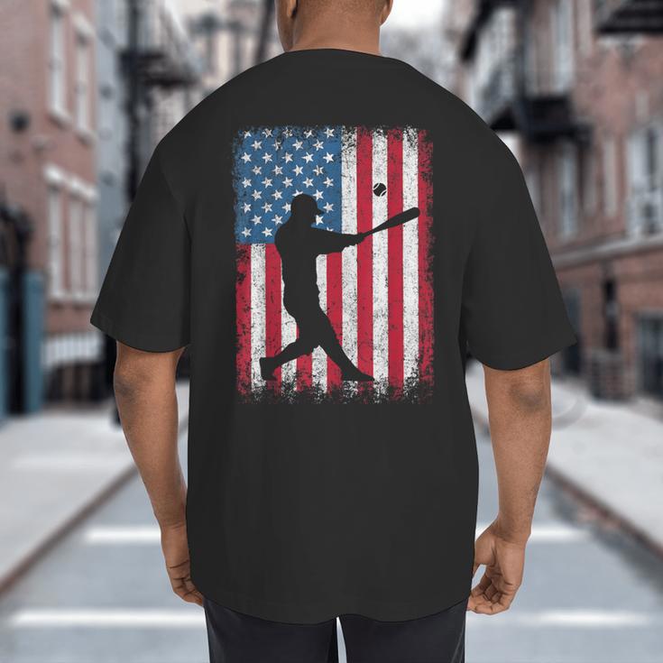 American Flag Vintage Baseball Flag Dad Mom Tee T-Shirt Big And Tall Men's T-Shirt Back Print