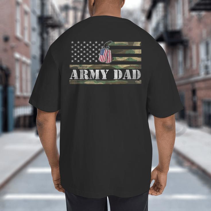 Army Dad With American Flag Camo For Veteran Day Women Kids Men Big And Tall Men's T-Shirt Back Print