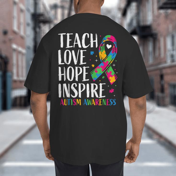Autism Awareness Ribbon Mom Dad Kids Autistic Support Autism Big And Tall Men's T-Shirt Back Print