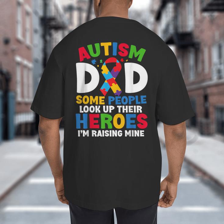 Autism Dad Puzzle Ribbon Proud Son Hero Autism Awareness Big And Tall Men's T-Shirt Back Print