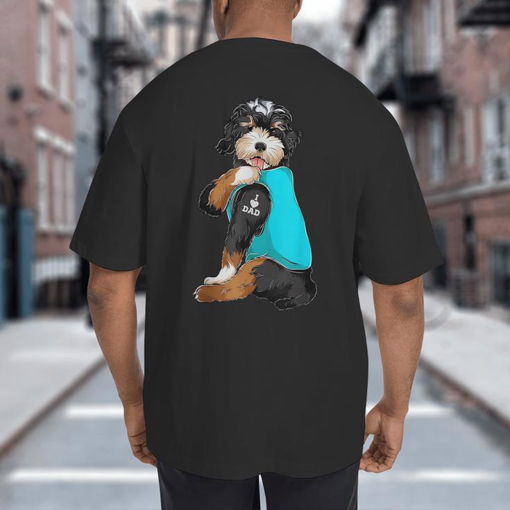 Bernedoodle I Love Dad Tattoo Apparel Dog Dad Dads Big And Tall Men's T-Shirt Back Print