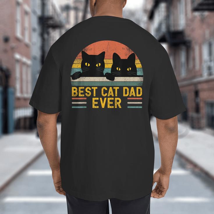 Best Cat Dad Ever Retro Style Cats Lover Big And Tall Men's T-Shirt Back Print