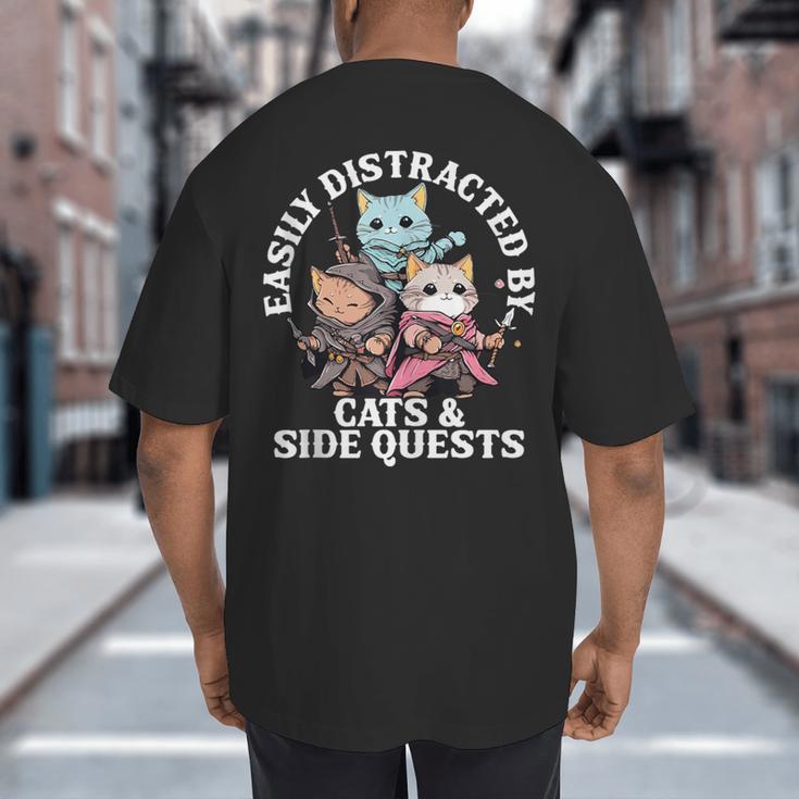 Cats Side Quest Distracted Tabletop Men Women Kids Dad Big And Tall Men's T-Shirt Back Print