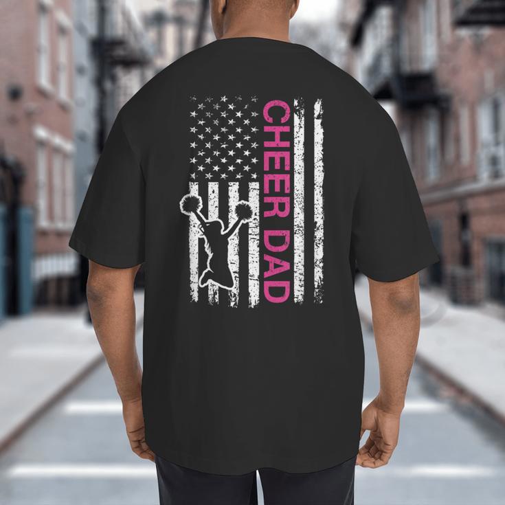 Cheer Dad Flag Pink Cheerleading Big And Tall Men's T-Shirt Back Print