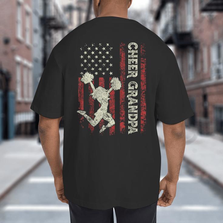 Cheer Grandpa US Flag Dad Patriotic Cheerleader Fathers Day Big And Tall Men's T-Shirt Back Print