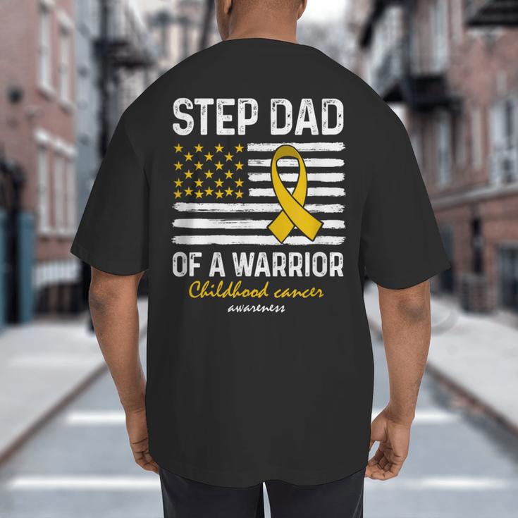 Childhood Cancer Survivor Support Step Dad Of A Warrior Big And Tall Men's T-Shirt Back Print