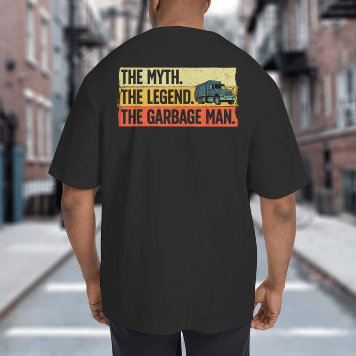 Cool Garbage Man Art For Men Dad Father Garbage Dump Truck Big And Tall Men's T-Shirt Back Print