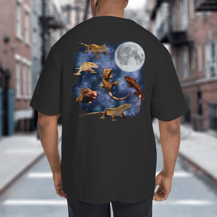 Crested Gecko Moon Retro Reptile Mom Dad Breeder Lover Big And Tall Men's T-Shirt Back Print