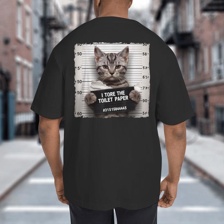 Cute Cat Mugshot Humorous Cat For Cats Lover Cat Mom Cat Dad Big And Tall Men's T-Shirt Back Print Cute Cat Mugshot Humorous Cat For Cats Lover Cat Mom Cat Dad Big And Tall Men's T-Shirt Back Print