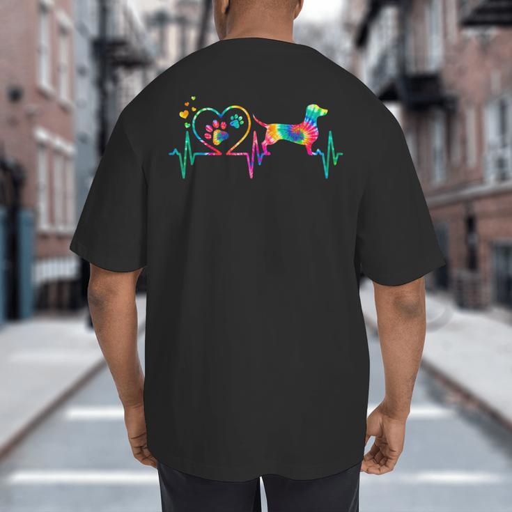 Dachshund Doxie Weenie Mom Dad Heartbeat Tie Dye Dog Big And Tall Men's T-Shirt Back Print