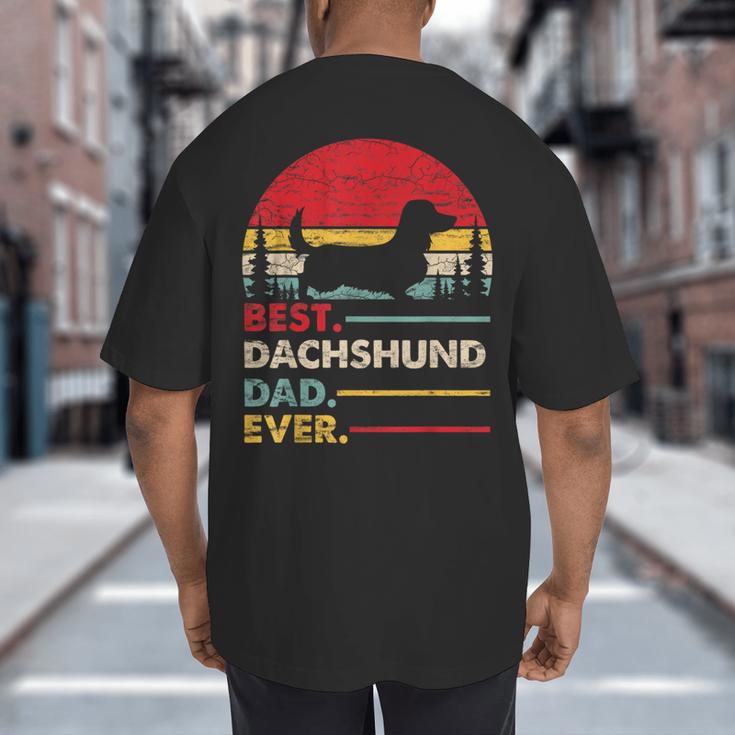 Dachshund Long Haired Best Dad Ever Dog Vintage Retro Big And Tall Men's T-Shirt Back Print