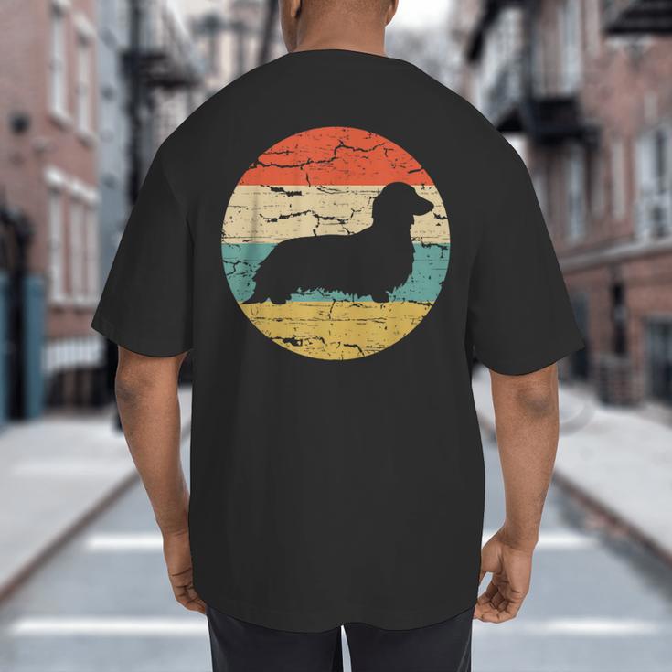 Dachshund Long Haired Dog Vintage Mom Dad Retro Big And Tall Men's T-Shirt Back Print