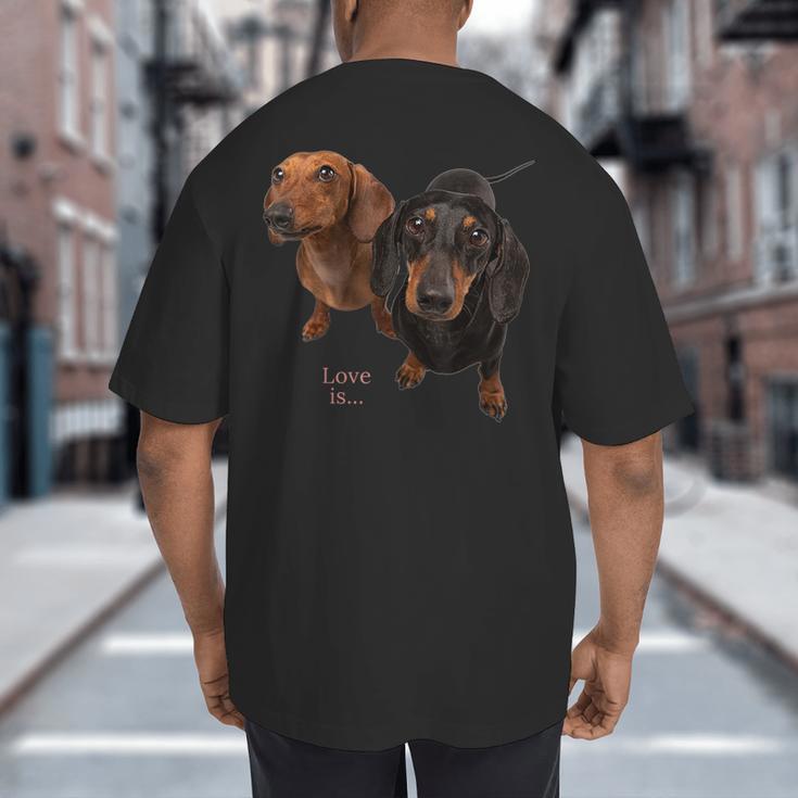 Dachshund Shirt Doxie Mom Dad Love Wiener Dog Puppy Cute Tee Big And Tall Men's T-Shirt Back Print