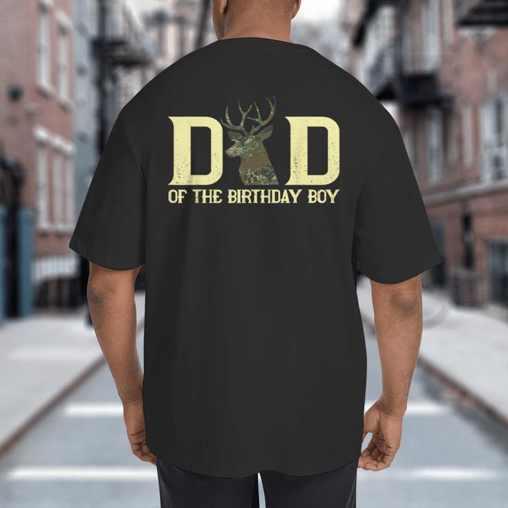 Dad Of The Birthday Boy Deer Hunter Camouflage Flag Big And Tall Men's T-Shirt Back Print