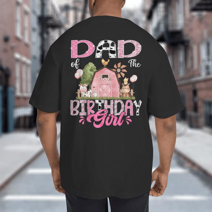 Dad Of The Birthday Girl 1St Birthday Pink Cow Farm Big And Tall Men's T-Shirt Back Print