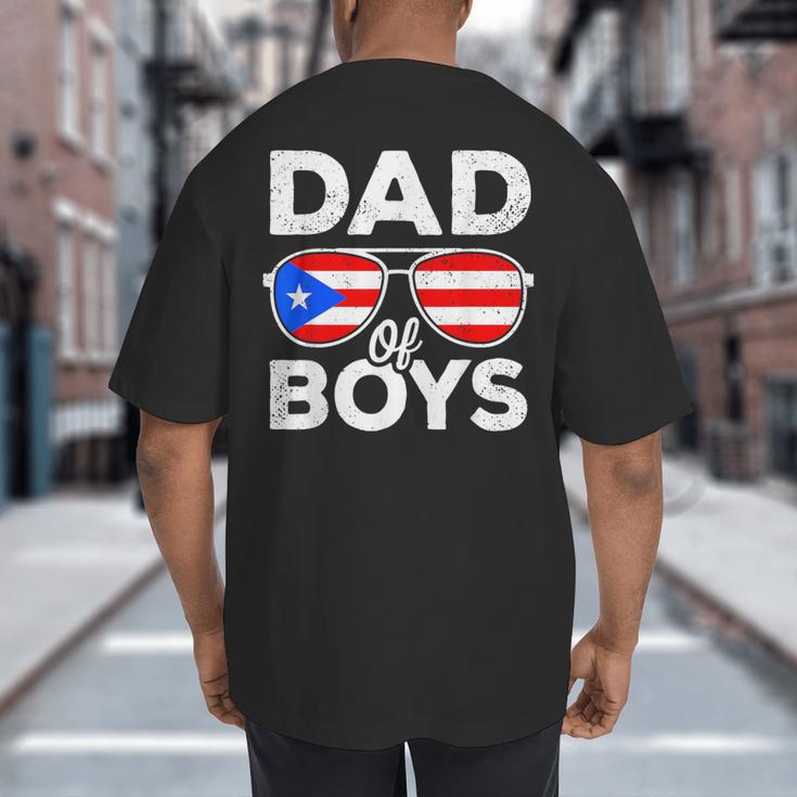 Dad Of Boys Fathers Day Retro Puerto Rico Flag Boricua Dad Big And Tall Men's T-Shirt Back Print