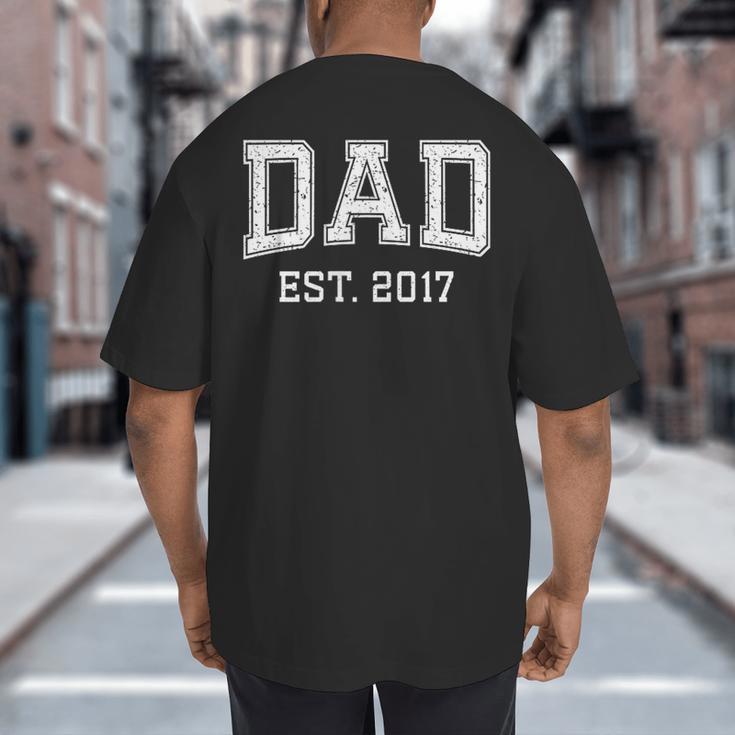 Dad Est 2017 Custom Dad Personalized Fathers Day Customized Big And Tall Men's T-Shirt Back Print