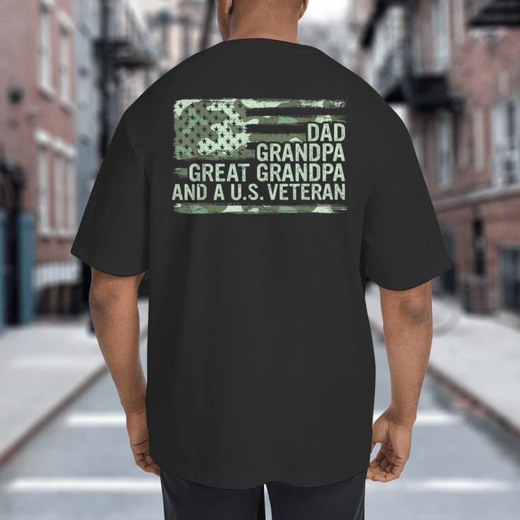 Dad Grandpa Great Grandpa Veteran Fathers Day Great Grandpa Big And Tall Men's T-Shirt Back Print